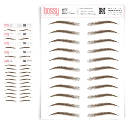 Miniatura 80 de 5 paquetes de tatuajes temporales para cejas, adhesivos impermeables para cejas, tatuajes falsos para el cabello tipo pelar de transferencia
