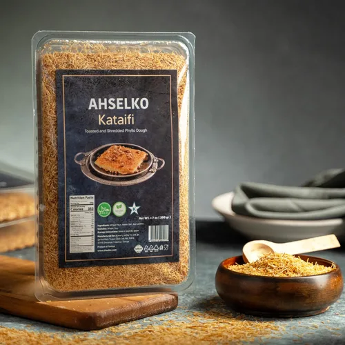 Miniatura 5 de Ahselko Kataifi - Masa filo rallada de 7.05 oz (7 onzas) – Hilos de pastelería Kadayif tostados para relleno de chocolate Kunafa, Baklava y Dubai