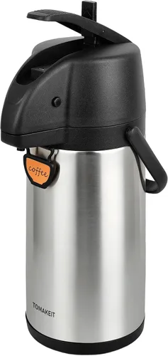 Airpot - Dispensador de café térmico con bomba, 2.2L/74 onzas, aislado de acero inoxidable, gran jarra de café, palanca de acción para agua
