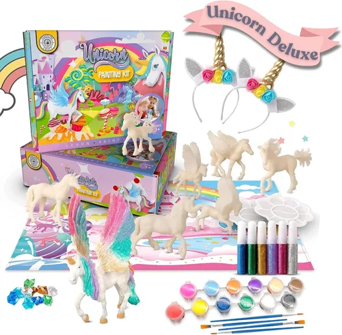 Kit de pintura de unicornio de lujo para niñas, con certificación STEM para niñas de 4 a 6 años en adelante, pinta tus propias artes y manualidades,