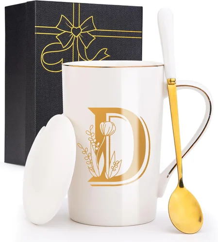 Miniatura 11 de Tazas personalizadas con iniciales en letra A con flores, taza de café personalizada con letra A, tazas personalizadas con letras geniales