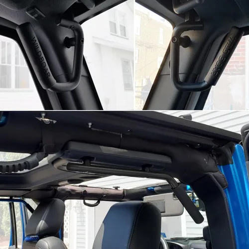 Miniatura 7 de Kit de asas de agarre delanteras y traseras de aleación de aluminio para Jeep Wrangler JK JKU Rubicon Sport Sahara (2007-2018) (Negro)