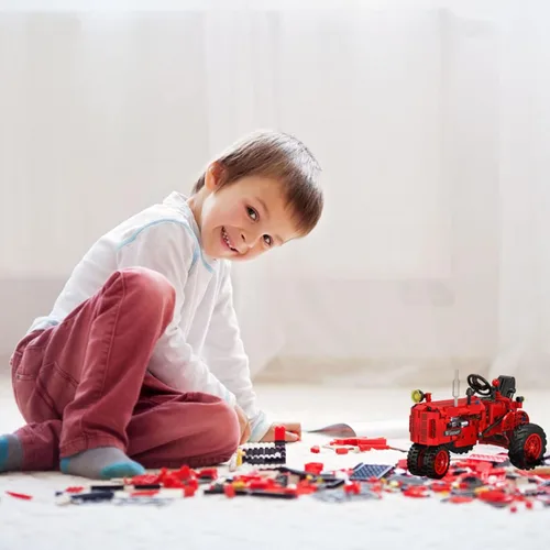 Miniatura 2 de Juego de bloques de construcción clásicos de tractor de granja 1/12, diversión sin fin para niños con una colección de juguetes de tractor