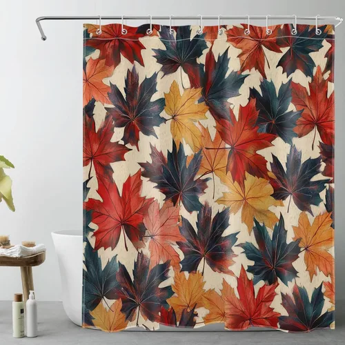 Miniatura 10 de LB Cortina de ducha pequeña de fantasma de Halloween de 48 x 68 pulgadas, forro de cortina de ducha de tamaño medio floral naranja, divertidas
