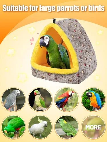 Miniatura 6 de Gran casa nido de pájaros cálida para invierno, cómoda cama para pájaros para jaula con alfombrilla, hamaca colgante refugio escondite cabaña regalo