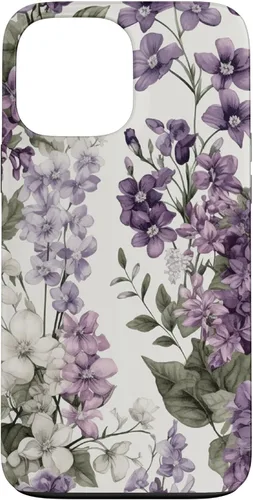 Miniatura 24 de Funda para iPhone XR White Violet Purple Lavender Lilac Floral con flores botánicas