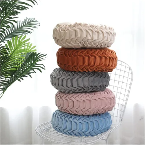Miniatura 3 de Baiyuruodie Cojín redondo de terciopelo para sofá, cama y dormitorio, cojín decorativo (38cm, naranja)