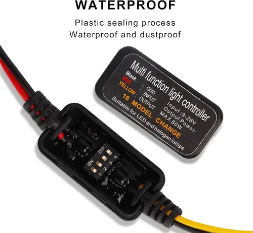 Miniatura 3 de Controlador estroboscópico de flash LED, 80 W universal DC9‑26 V, 16 modos estroboscópicos, luz de freno, intermitente, módulo estroboscópico de luz