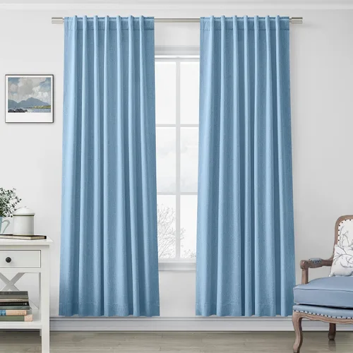 Miniatura 64 de UHITECH Cortinas cortas de lino de 24 pulgadas de largo para ventanas pequeñas de granja, cortinas opacas modernas para sala de estar, pestañas
