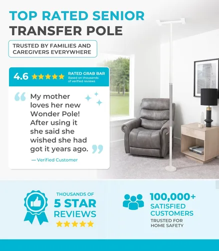 Miniatura 10 de Stander Wonder Pole Slim, poste de seguridad montado en tensión, poste de transferencia de piso a techo para personas mayores, barra de agarre