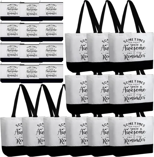 Miniatura 8 de Silkfly 32 piezas inspiradoras bolsa de lona con cremallera reutilizable motivacional bolsa de maquillaje conjunto para mujeres, amigas compañeras