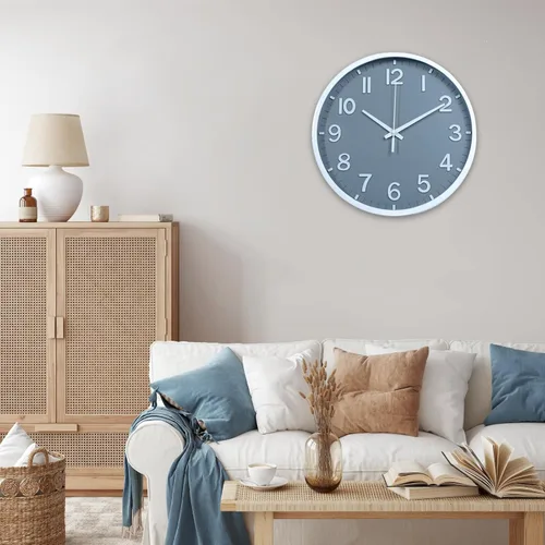 Miniatura 6 de Relojes de pared Moiubik operados con pilas, reloj de pared moderno de 8 pulgadas, silencioso, sin tictac, para decoración de sala de estar, Gris