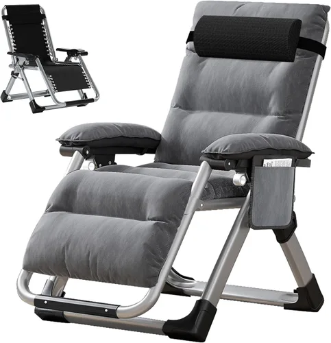 DoCred Silla de gravedad cero, sillón reclinable de césped, tumbona reclinable para patio, tumbona plegable portátil con cojín suave desmontable,