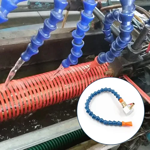 Miniatura 4 de Waziaqoc Base magnética ajustable (rosca de 1/4PT) con 1 boquilla plana flexible manguera de tubo de refrigerante de aceite de agua