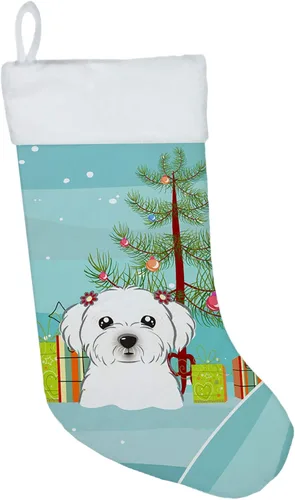 Miniatura 39 de Caroline's Treasures BB1590CS Árbol de Navidad y Alaskan Malamute Calcetines de Navidad para colgar en la chimenea, decoración de fiesta de Navidad