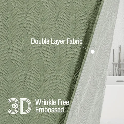 Miniatura 3 de Gibelle Cortina de ducha para baño, cortina de ducha de tela texturizada en relieve 3D, moderno juego de cortina de ducha de tela suave, 72 x 72