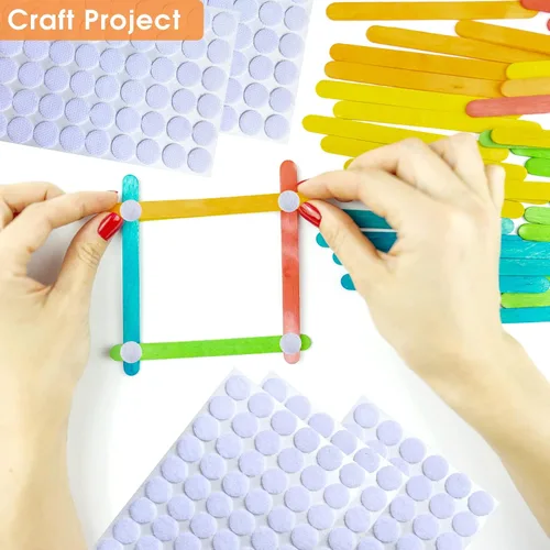 Miniatura 7 de Puntos autoadhesivos blancos para aula: 0.59 pulgadas, 1000 piezas de círculos redondos de velcro con parte trasera adhesiva fuerte - Calcomanías