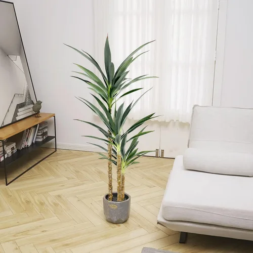 Miniatura 8 de Waoops - Árbol artificial de 1.43 metros con planta de agave falsa de 3 cabezas en maceta de plástico, árbol falso para decoración del hogar
