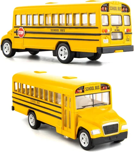 Miniatura 4 de BDTCTK Autos de juguete de autobús escolar amarillo fundido a presión para niños, automóvil de 5 pulgadas con puertas de apertura y neumáticos