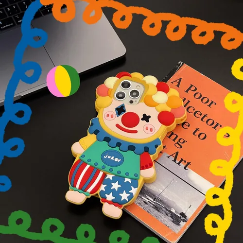 Miniatura 3 de Funda fea compatible con iPhone 14 Pro Max, diseño 3D Kawaii de payaso de dibujos animados, para mujeres y niñas, lindo protector de silicona suave