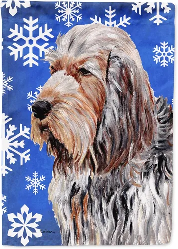 Miniatura 40 de Caroline's Treasures SC9374GF Bulldog English Snow flakes Holiday Garden Flag Buzón Bandera decorativa para patio exterior, patio, obras de arte