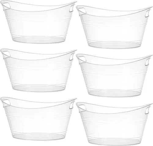 Miniatura 7 de Patelai 6 Piezas Cubetas de Hielo Pack, Cubetas de Hielo de Plástico con Asas, Tina de Almacenamiento Ovalada, Recipiente de Bebidas de Gran