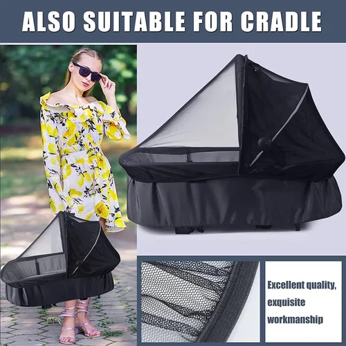 Miniatura 6 de Sysmie Mosquitera para cochecito Mosquitera para asiento de automóvil con cremallera, ajuste universal, calidad premium, duradera - Negro..