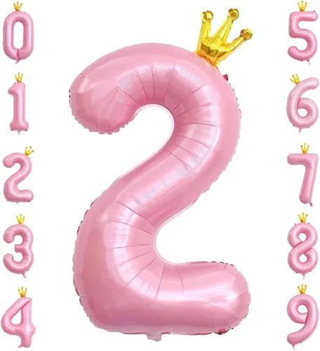 Miniatura 8 de Globo rosa con corona de 40 pulgadas con número 0, globo grande unido de papel de aluminio rosa claro Mylar con dígito de helio 0 para decoración