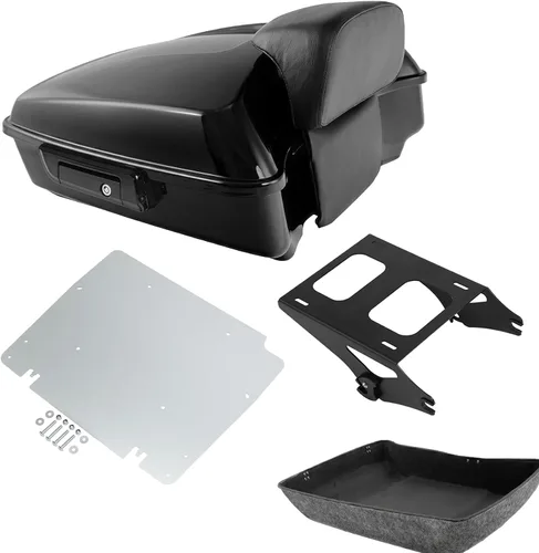 Miniatura 17 de TCMT Pestillos Negros de 10.7" para Maletero Cortado, Almohadilla de Respaldo, Luz Trasera LED con Señal de Giro Compatible con Harley Touring