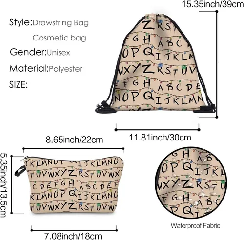 Miniatura 2 de MINAZIS Stranger - Mochila con cordón y bolsa multifuncional, bolsa de gimnasio deportiva, Amarillo, Bolsa con cordón