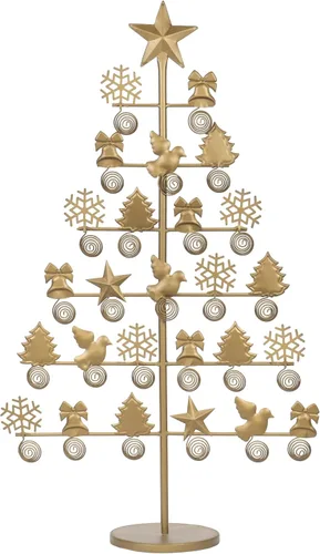 Miniatura 6 de Red Co. Soporte decorativo para tarjetas de árbol de Navidad y fotos de 27.5 pulgadas de alto con acabado de bronce