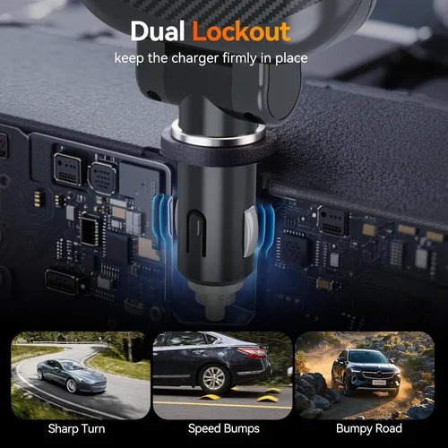 Miniatura 4 de MAGJIEYX Cargador retráctil para automóvil 4 en 1, adaptador de carga rápida MAGJIEYX de 62 W, cables retráctiles tipo C/USB-i y dispositivos USB