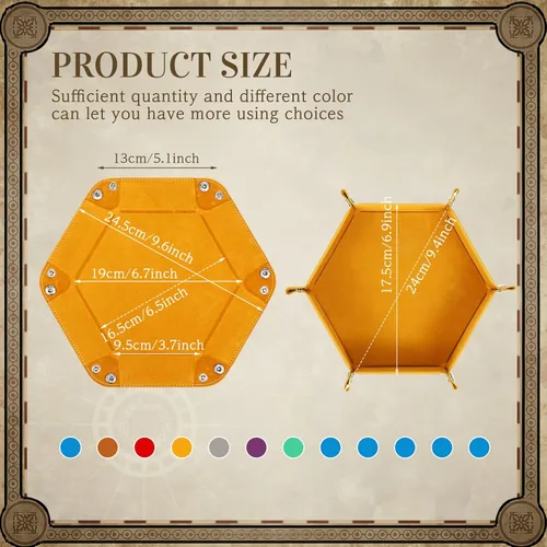 Miniatura 2 de 12 bandejas de dados a granel para rodar, portátil, plegable, hexagonal, bandeja fuerte, portátil, de piel sintética, terciopelo para juegos como