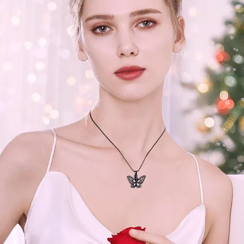 Miniatura 50 de Minicremation Joyas de cremación para cenizas – Collar conmemorativo de mariposa con colgante de urna para cenizas de seres queridos