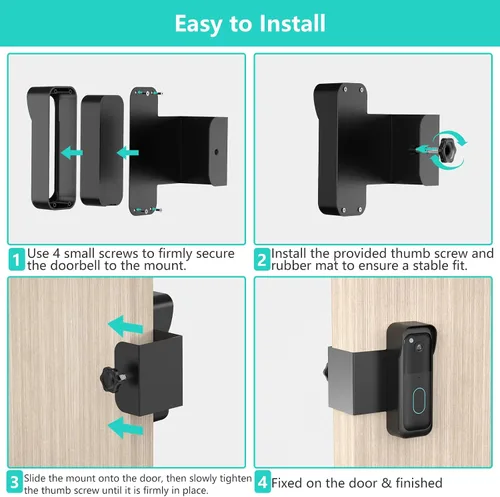 Miniatura 6 de Soporte de timbre Blink sin taladro, soporte de puerta antirrobo para cámara de timbre Blink totalmente nueva, kits de timbre de instalación rápida