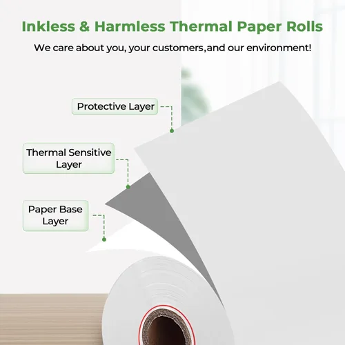 Miniatura 4 de MUNBYN 2 1/4 x 50 pies de papel térmico (20 rollos), papel de recibo sin BPA, papel térmico de recibo de 58 mm se ajusta a impresoras térmicas mini