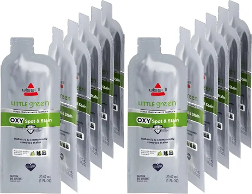 NUEVO BISSELL Little Green Pro Oxy Spot & Stain Super Concentrado Fórmula de limpieza para limpiadores profundos portátiles, 6 bolsas de súper