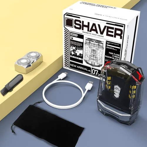 Miniatura 8 de Cyberpunk Mini afeitadora eléctrica, maquinilla de afeitar eléctrica portátil para hombres, pantalla inteligente, IPX7 impermeable, afeitado húmedo