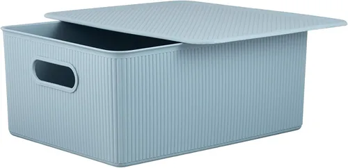 Miniatura 6 de Superio Colección acanalada - Cestas organizadoras decorativas de plástico para almacenamiento en casa, cajas contenedoras azules para organizar