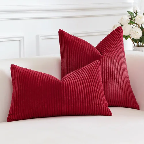 Miniatura 285 de Artscope Fundas de Almohada de Pana a Rayas Acogedoras Súper Suaves Decorativas Cuadradas Fundas de Cojín para Sofá Sillón Dormitorio Decoración