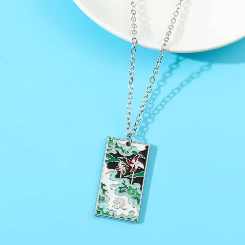 Miniatura 5 de Collar con colgante de esmalte de Tanjiro, disfraz de personaje, inspiración, cosplay, Kimetsu Hanafuda, collares, regalos de joyería para mujeres