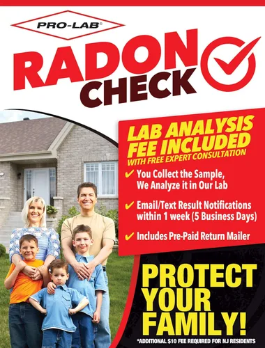 PRO-LAB Kit de prueba de radón para el hogar - Probador de radón a corto plazo aprobado por la EPA con 1 detector - Tarifa de laboratorio y correo