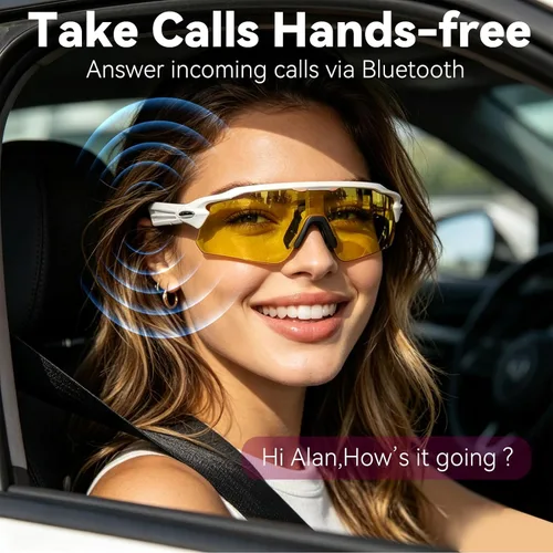Miniatura 4 de Lentes de audio inteligentes Bluetooth, gafas de sol Bluetooth para correr, ciclismo, con asistente de voz AI, llamadas manos libres y música