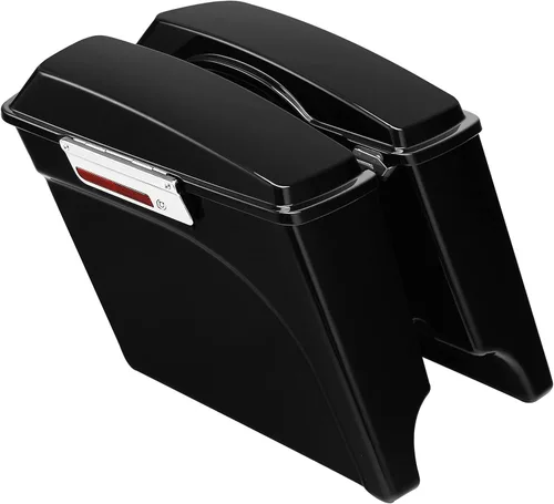 XFMT Alforjas Extendidas Negras Brillantes de 5 Pulgadas con Tapas, Llaves del Pestillo para Harley Touring FLH FLT Electra Glide Road King Ultra