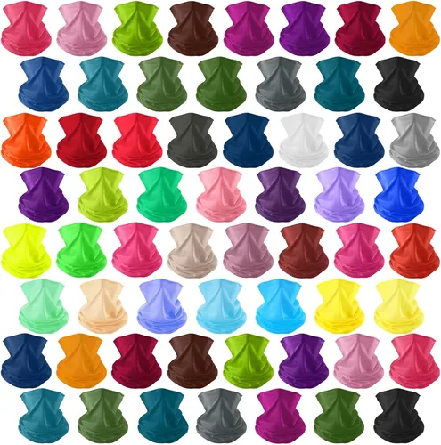 Miniatura 10 de 60 piezas de polaina de cuello a granel para hombres y mujeres, pasamontañas, cubrebocas, sin costuras, bandana, protección UV, bufanda