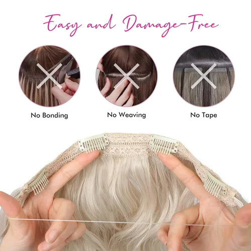 Miniatura 4 de REECHO Extensiones de cabello con alambre invisible con trama de encaje más delgada y suave