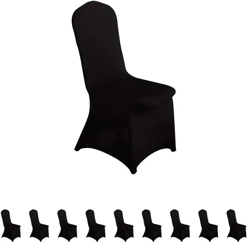 Miniatura 25 de LZY 6 piezas Fundas de Silla de Spandex Elásticas Fundas Deslizables para Fiestas de Boda, Fundas de Decoración de Sillas de Comedor y Banquete Negro