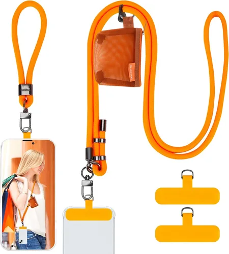 Miniatura 12 de HOTEMIA Cordón para teléfono y correas para la muñeca, cordón para celular ajustable cruzado con billetera desmontable, cordón para iPhone de 8mm