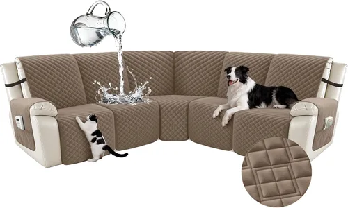 Miniatura 13 de Arfntevss Fundas para sofá seccional reclinable para sofá seccional en forma de L, funda antideslizante lavable para sofá reclinable con forma de L