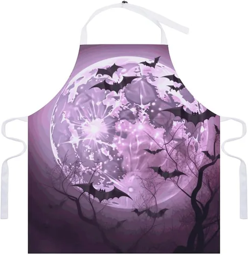 Miniatura 7 de MUSM Purple Moon Apron，Classic Vintage Funny with Pockets Aprons,Adjustable Bib Waterdrop Resistant for Kitchen Cooking Restaurant BBQ Painting